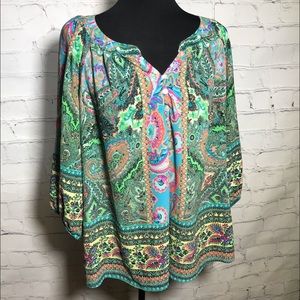 Anthropologie Fig & Flower Paisley Blouse; 1x